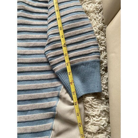 St. John Sweater Top Wool Silk Striped XL Grey Blue Blouse St Pullover - Picture 10 of 10